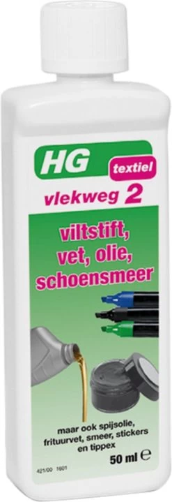 HG Vlekweg 2 - 50ml - Voor O.a. Vlekken Van Viltstift, Vet, Olie & Schoensmeer -Huishoud Verkoop 412x1200 3