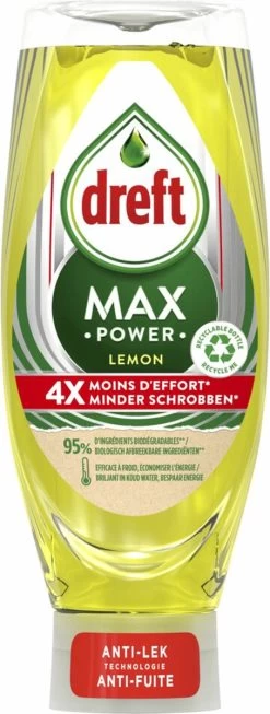 Dreft MaxPower - Lemon - Vloeibaar Afwasmiddel - Voordeelverpakking 8 X 640 Ml -Huishoud Verkoop 454x1200