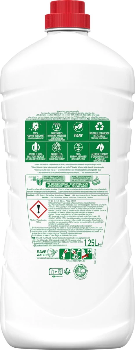 Ajax® Ajax Allesreiniger Fris 6 X 1.25L - Voordeelverpakking 2 Ajax® Ajax Allesreiniger Fris 6 X 1.25L - Voordeelverpakking - Afbeelding 2