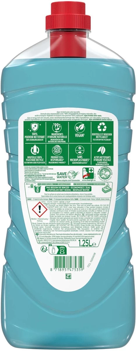 Ajax® Ajax Allesreiniger Eucalyptus 6 X 1.25L - Voordeelverpakking 2 Ajax® Ajax Allesreiniger Eucalyptus 6 X 1.25L - Voordeelverpakking - Afbeelding 2