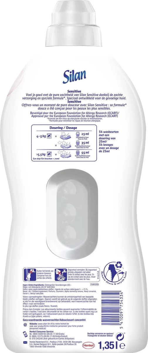 Silan Sensitive Wasverzachter - Baby En Gevoelige Huid - Grootverpakking - 54 Wasbeurten 3 Silan Sensitive Wasverzachter - Baby En Gevoelige Huid - Grootverpakking - 54 Wasbeurten - Afbeelding 3