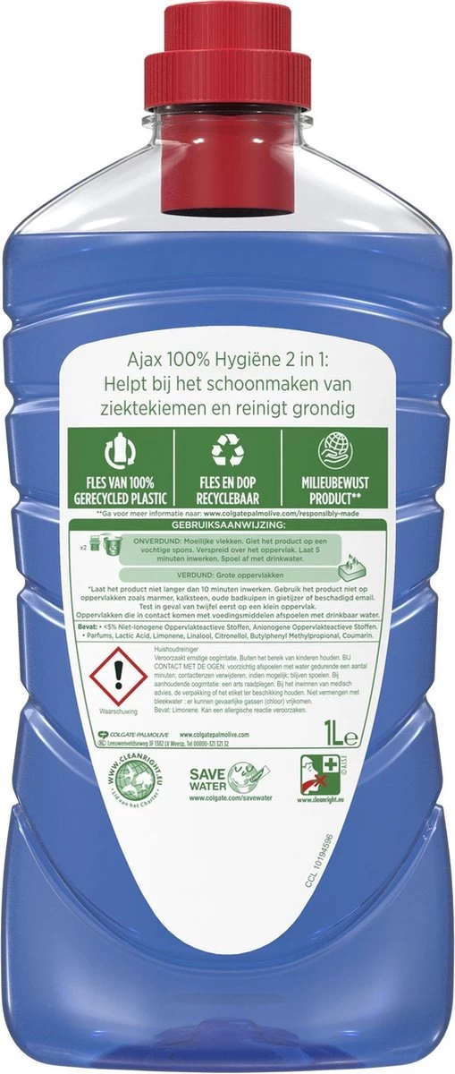 Ajax® Ajax Allesreiniger 100% Hygiene 6 X 1L - Voordeelverpakking 2 Ajax® Ajax Allesreiniger 100% Hygiene 6 X 1L - Voordeelverpakking - Afbeelding 2