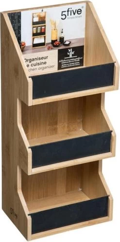 Merkloos Decopatent® 3 Laags Keuken Opbergrek - Staand Rek 3 Etages - Keukenrek - Bamboe Hout - Etagere Rek - Kruidenrek - Keuken Organizer