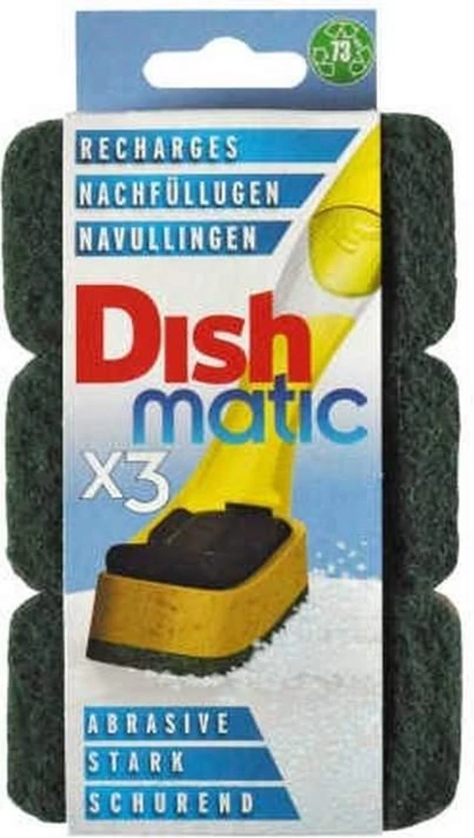 Dishmatic Schuursponsjes Navulling | 3 Stuks | Voor Afwasborstel Met Zeep Dispenser 1 Dishmatic Schuursponsjes Navulling | 3 Stuks | Voor Afwasborstel Met Zeep Dispenser