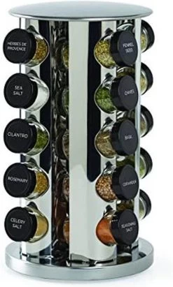 SensaHome 360 Graden Roteerbare Kruidencarrousel - Kruidenrek/Kruidenmolen - 20 Kruidenpotjes - 5 Laags - Draaibaar - 20 Specerijen Potjes - Specerijenmolen -Huishoud Verkoop 721x1200 1