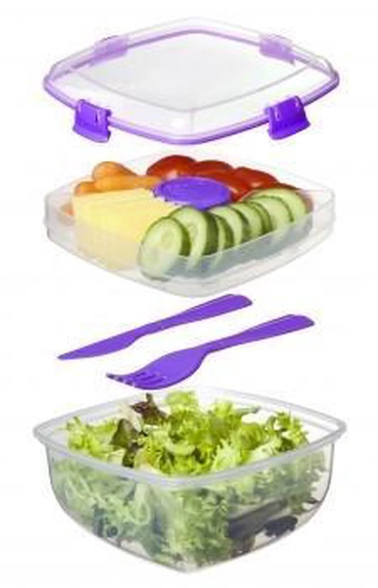 Sistema Salade Box Met Bestek - Geelgroen 4 Sistema Salade Box Met Bestek - Geelgroen - Afbeelding 4