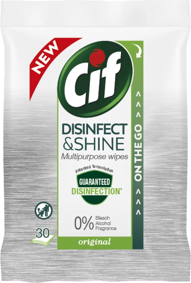 Cif Disinfect & Shine Wipes Original Desinfectie Schoonmaakdoekjes - 12 X 30 Doekjes - Voordeelverpakking 14 Cif Disinfect & Shine Wipes Original Desinfectie Schoonmaakdoekjes - 12 X 30 Doekjes - Voordeelverpakking - Afbeelding 14