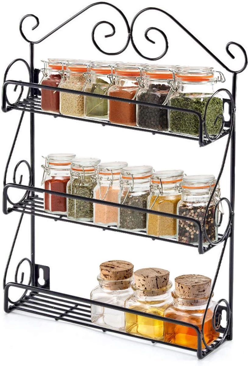 KitchenBrothers Kruidenrek - Staand En Ophangbaar - Voor 21 Potjes - 3 Laags - Metaal 5 KitchenBrothers Kruidenrek - Staand En Ophangbaar - Voor 21 Potjes - 3 Laags - Metaal - Afbeelding 5