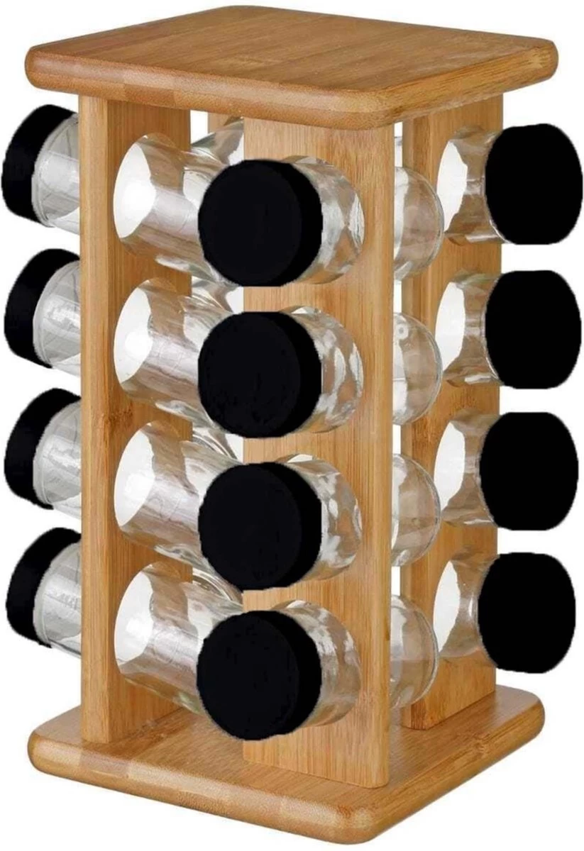 Kruidenrekje Met 16 Kruidenpotjes 29 Cm Van Bamboe - Keukenkruiden Potjes - Kruiden Bewaren 5 Kruidenrekje Met 16 Kruidenpotjes 29 Cm Van Bamboe - Keukenkruiden Potjes - Kruiden Bewaren - Afbeelding 5