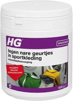 HG Tegen Nare Geurtjes In Sportkleding Wasmiddeltoevoeging - 500gr - Ook Bruikbaar Voor Handdoeken En Andere Kleding - Elimineert 100% Stankmoleculen - Biologisch Afbreekbaar