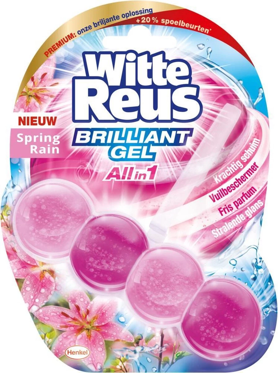 Witte Reus Brilliant Gel Allin1 Toiletblok - Spring Rain - WC Blokjes Voordeelverpakking - 11 Stuks 3 Witte Reus Brilliant Gel Allin1 Toiletblok - Spring Rain - WC Blokjes Voordeelverpakking - 11 Stuks - Afbeelding 3