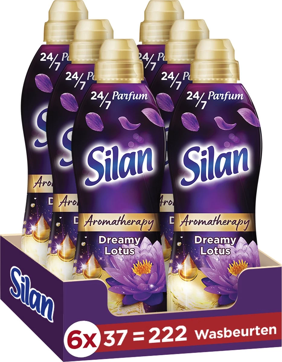 Silan Aroma Therapy Dreamy Lotus Wasverzachter - 6 X 37 Wasbeurten - Voordeelverpakking 1 Silan Aroma Therapy Dreamy Lotus Wasverzachter - 6 X 37 Wasbeurten - Voordeelverpakking