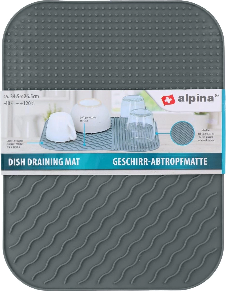 Alpina Afdruipmat - Droogmat - Siliconen - 26,5x34,5 Cm - Grijs 4 Alpina Afdruipmat - Droogmat - Siliconen - 26,5x34,5 Cm - Grijs - Afbeelding 4