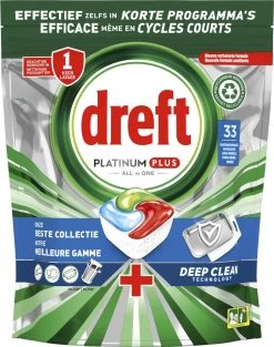 Dreft Platinum Plus All In One Deep Clean - Vaatwastabletten - Voordeelverpakking 4 X 33 Stuks -Huishoud Verkoop 948x1200