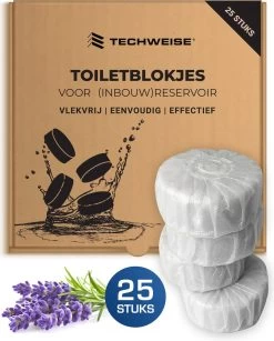 Bestsellers 15 Witte Toiletblokjes Voor Inbouwreservoir Voor O.a Geberit En Grohe - 25 Stuks - Met Lavendel - Vlekvrij - Stortbakblokjes