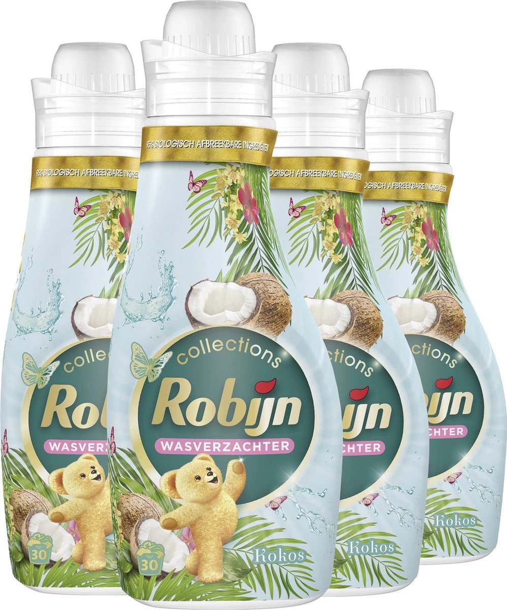 Robijn Collections Kokos Wasverzachter - 4 X 30 Wasbeurten - Voordeelverpakking 2 Robijn Collections Kokos Wasverzachter - 4 X 30 Wasbeurten - Voordeelverpakking - Afbeelding 2
