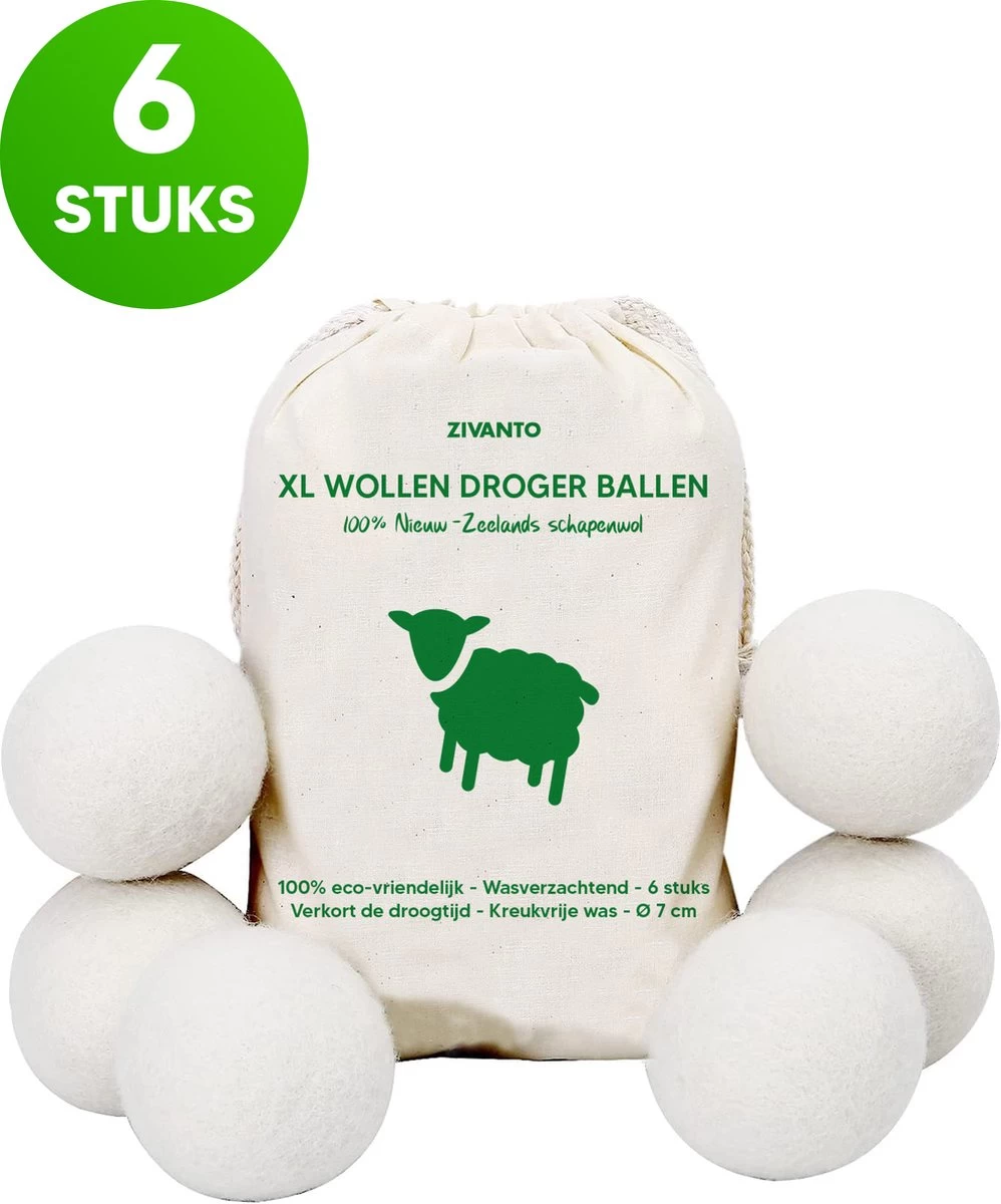 Drogerballen - Droogballen Voor Wasdrogers - Wasdrogerballen, Wasbollen & Wasballen - 100% Diervriendelijk, Duurzaam & Herbruikbaar - Duurzaam Cadeau - Energie Besparen - RWS Wol & Zero Waste - 6 Stuks Van Zivanto 1 Drogerballen - Droogballen Voor Wasdrogers - Wasdrogerballen, Wasbollen & Wasballen - 100% Diervriendelijk, Duurzaam & Herbruikbaar - Duurzaam Cadeau - Energie Besparen - RWS Wol & Zero Waste - 6 Stuks Van Zivanto